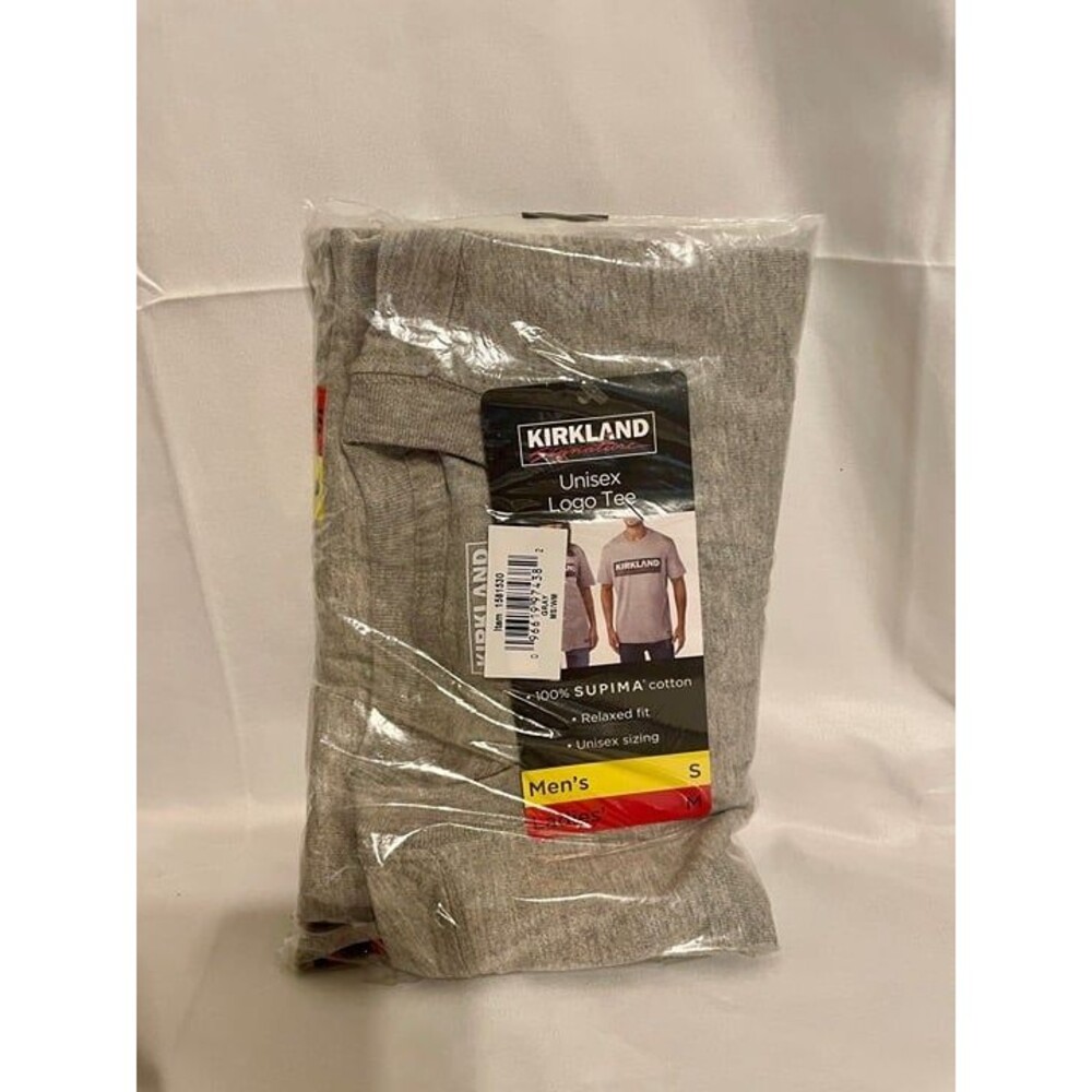 KIRKLAND Unisex Logo Tee Men's Small Women's Medium NEW GREY costco
